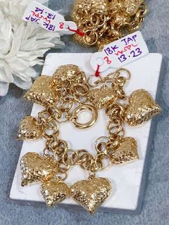 Heart charms 18k gold bracelet
