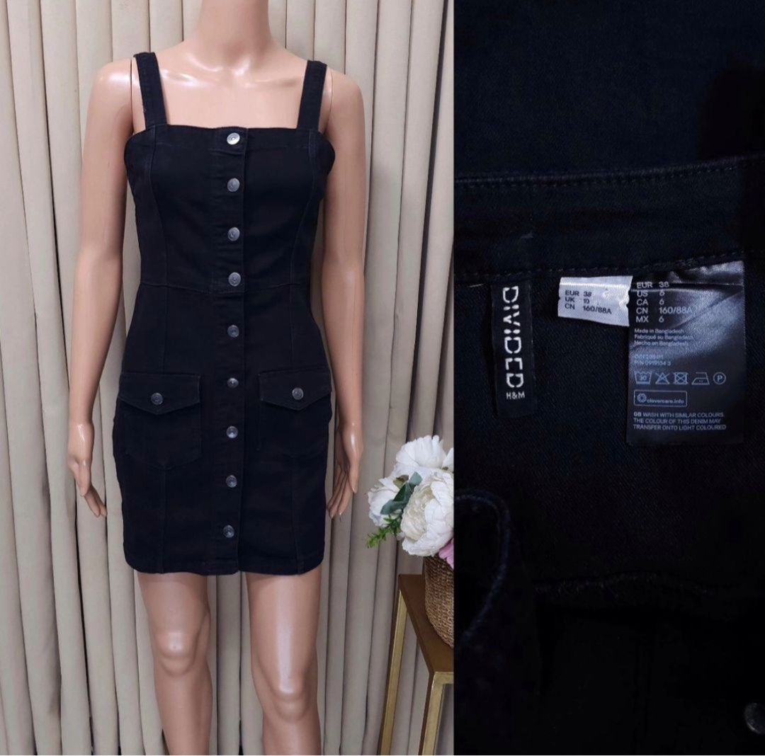 H M Black Button Down Dress Women s Fashion Dresses Sets Dresses on Carousell