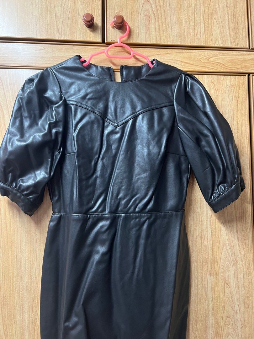 Leather dress h&m sales