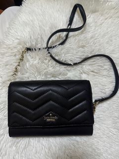 Kate Spade Black Leather Sling Wallet