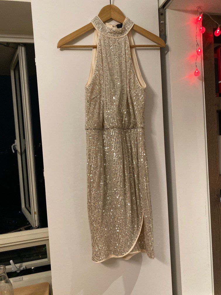 slim fit dress slacks Sugarlips Sequin Dress | Gold main image 0