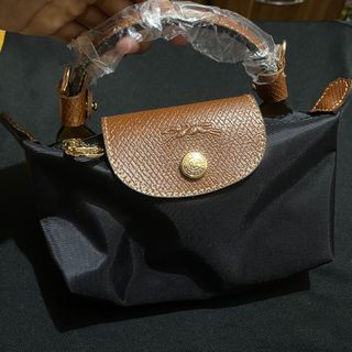 Longchamp le pliage XS mini sling bag in classic black (gold hardware)