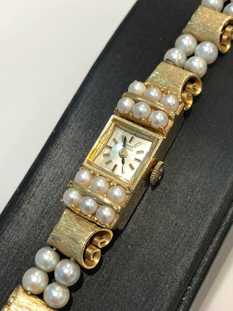 Lucien Piccard Vintage 14k gold Genuine Pearls Ladies Bracelet Watch Carousell