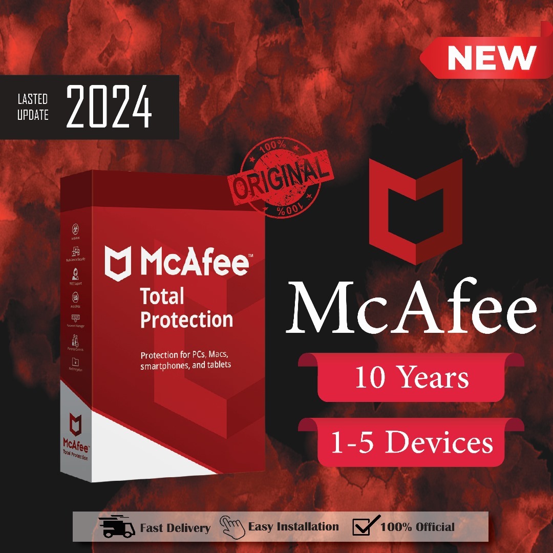 MCAFEE TOTAL PROTECTION 2024 ORIGINAL 10YEARS for 15DEVICES, Computers