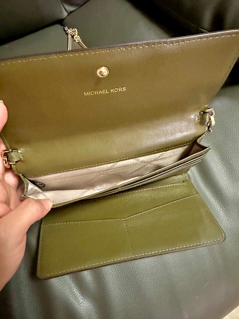 Authentic Michael Kors Large Butterfly Embellished Leather Wallet on Chain Crossbody Women s Fashion Bags Wallets Cross body Bags on Carousell