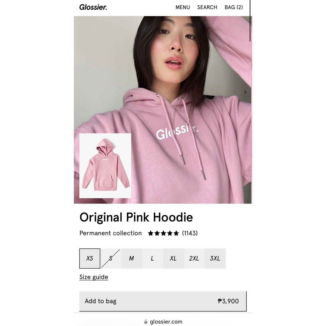 Glossier original pink hoodie clearance