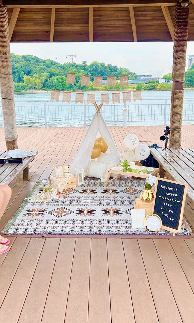 Picnic Set Up Rental🤍Green/Autumn/White & Blue/White & Gold/Bohemian/Pink theme setup for Birthday/Anniversary/Bridal shower/Proposal/Gender reveal🌈Teepee | Balloon | Mat | Crates | DIY board | Lantern | LED photo clip | Basket | Serving tray | Banner (Category: Event & Party Services) located in Singapore. Submitted by aa_picnicsg (Listing ID 1104473062, Image 2). Description: 🥳𝙁𝙪𝙨𝙨-𝙛𝙧𝙚𝙚 𝙥𝙞𝙘𝙣𝙞𝙘 𝙥𝙡𝙖𝙣𝙣𝙞𝙣𝙜! Engage us for se