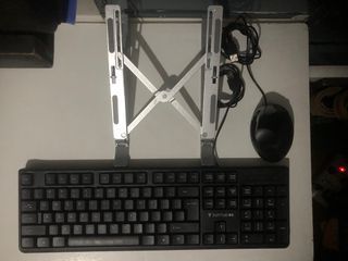 Preowned Wired Keyboard & Wired Mouse  + Adjustable Metal Laptop Stand