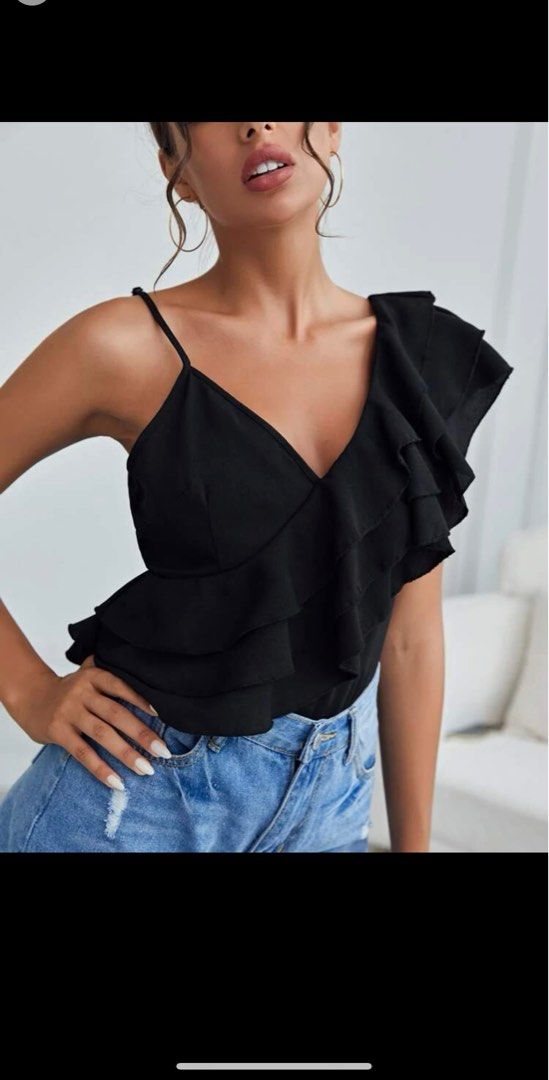 Ruffle asymmetrical top hotsell