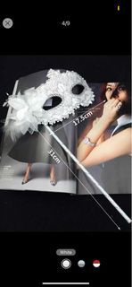 Shein White Venetian Half Face Mask with Side Flower