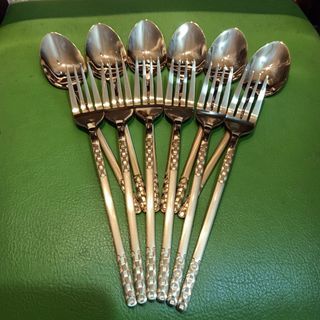 Stainless Steel Gold Spoon & Fork set of 6 for 295