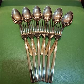 Stainless Steel Gold Spoon & Fork Kinnerd brand set of 6 for 335