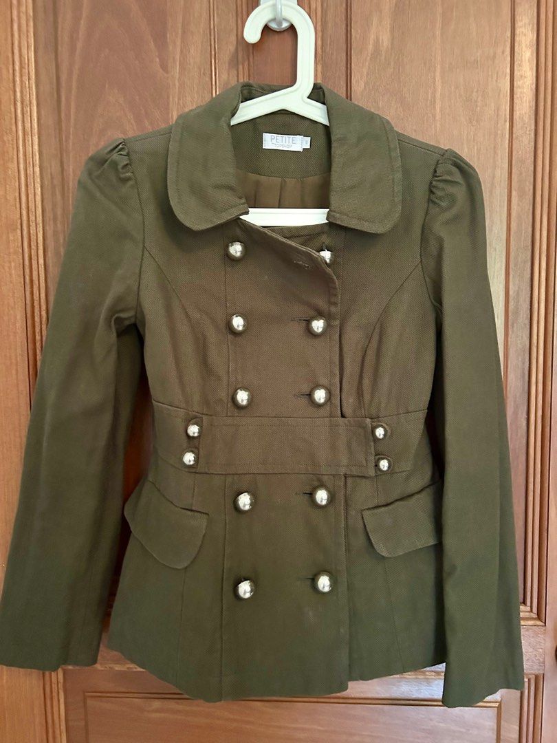 Topshop Army Green Blazer Women s Fashion Coats Jackets and Outerwear on Carousell