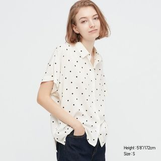 UNIQLO polka dot rayon loose fit blouse shirt