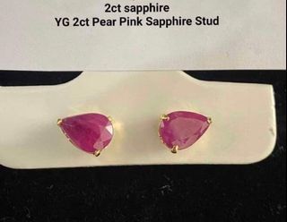 18k Real Gold and Pink Sapphire Earrings