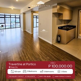 3 Bedroom Condominium for Rent in Travertine at Portico, Pasig City