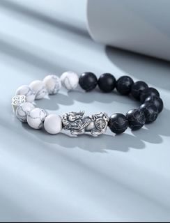 999 Sterling Silver Pixiu High-end Men Bracelet Lucky Beads Good Fortune