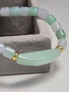 天然緬料冰種手牌桶珠手鏈64222391334145110