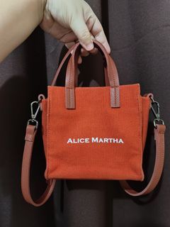Alice Martha orange canvas small sling tote bag