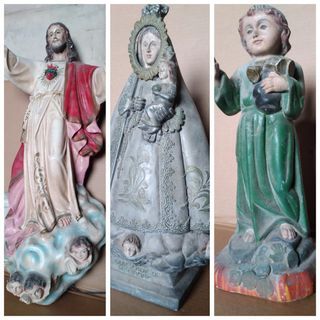 Antique Vintage Old Holy Statues, Bells, Rosary, Holy Figure Painting with Frame (READ NOTES)
