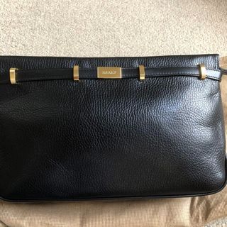 BALLY black leather pouch