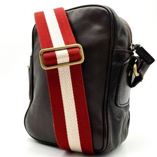 BALLY shoulder bag striped leather brown