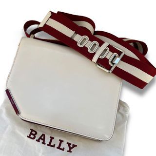 BALLY White Leather Shoulder Bag Stripe Logo