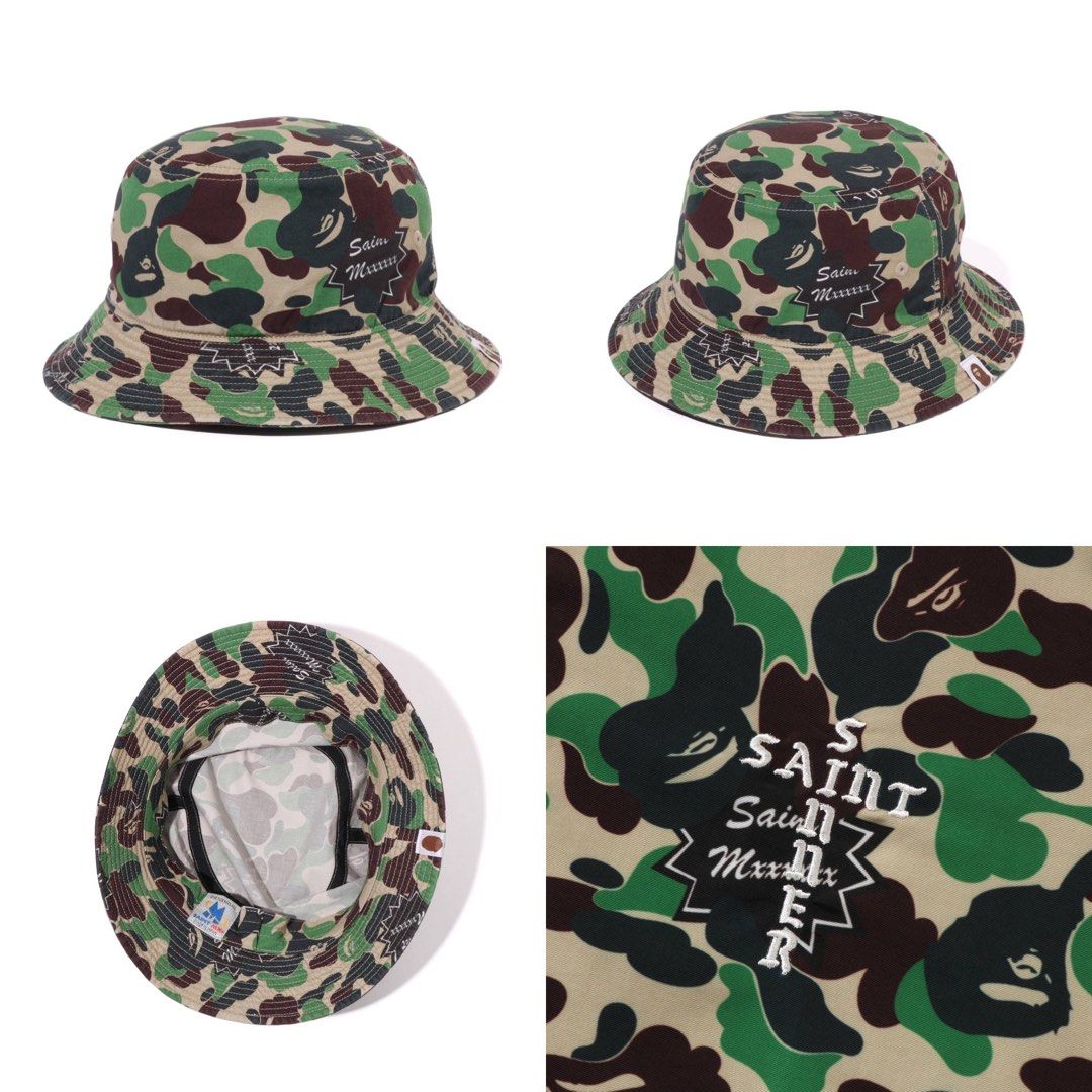 BAPE X SAINT MXXXXXX ABC CAMO BUCKET HAT, Men's Fashion