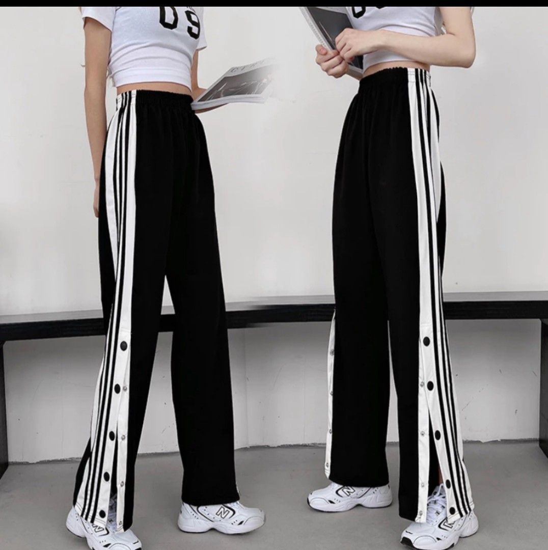 adidas track pants buttons side