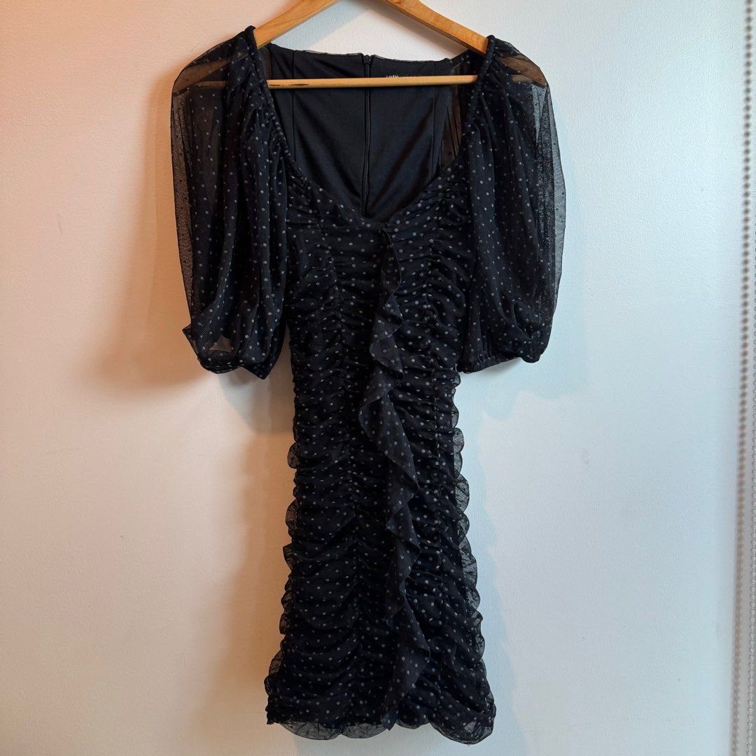 long mesh sleeve dress Koami | Black Mesh Long-Sleeve Ruched Maxi Dress With High Split