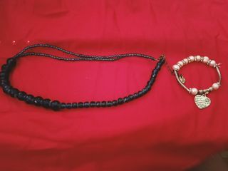 BUNDLE Blue stones necklace and fresh water pearl bracelet