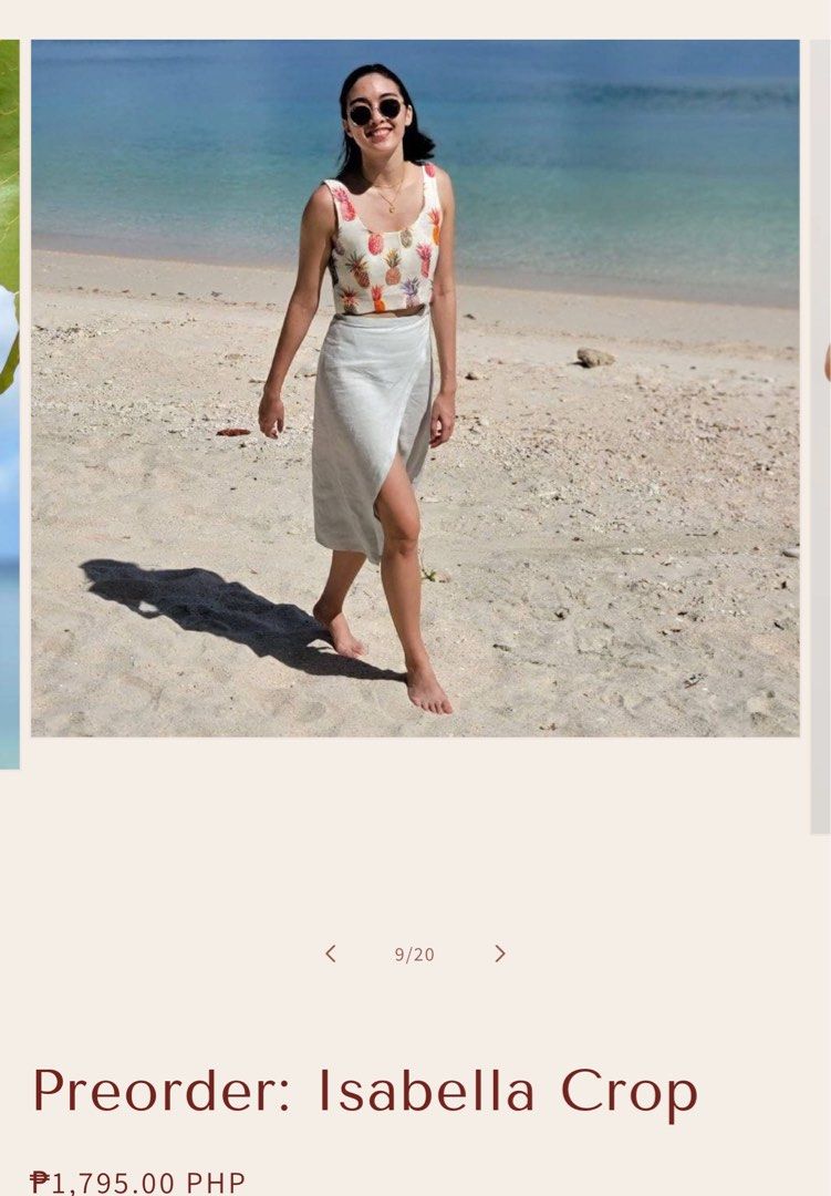 Cariño Isabella Crop (Category: Sleeveless) located in Taguig. Submitted by kkstuff_ (Listing ID 1299870342, Image 2). Description: Cariño Isabella Crop in Pineapple Size Medium Wrong size, BN and just kept .