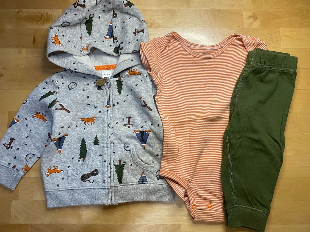 Carter s Camp Hoodie Onesie and Pajama Set Boy Babies Kids Babies Kids Fashion on Carousell