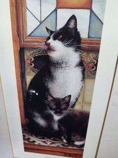 Bonnie and Clyde Cat wooden frame