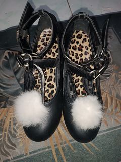 Chunky Mary Janes Platform Shoes SIZE 38 with Heart Deco and Bunny Accessories (for Goth Grunge Lolita Fashion)