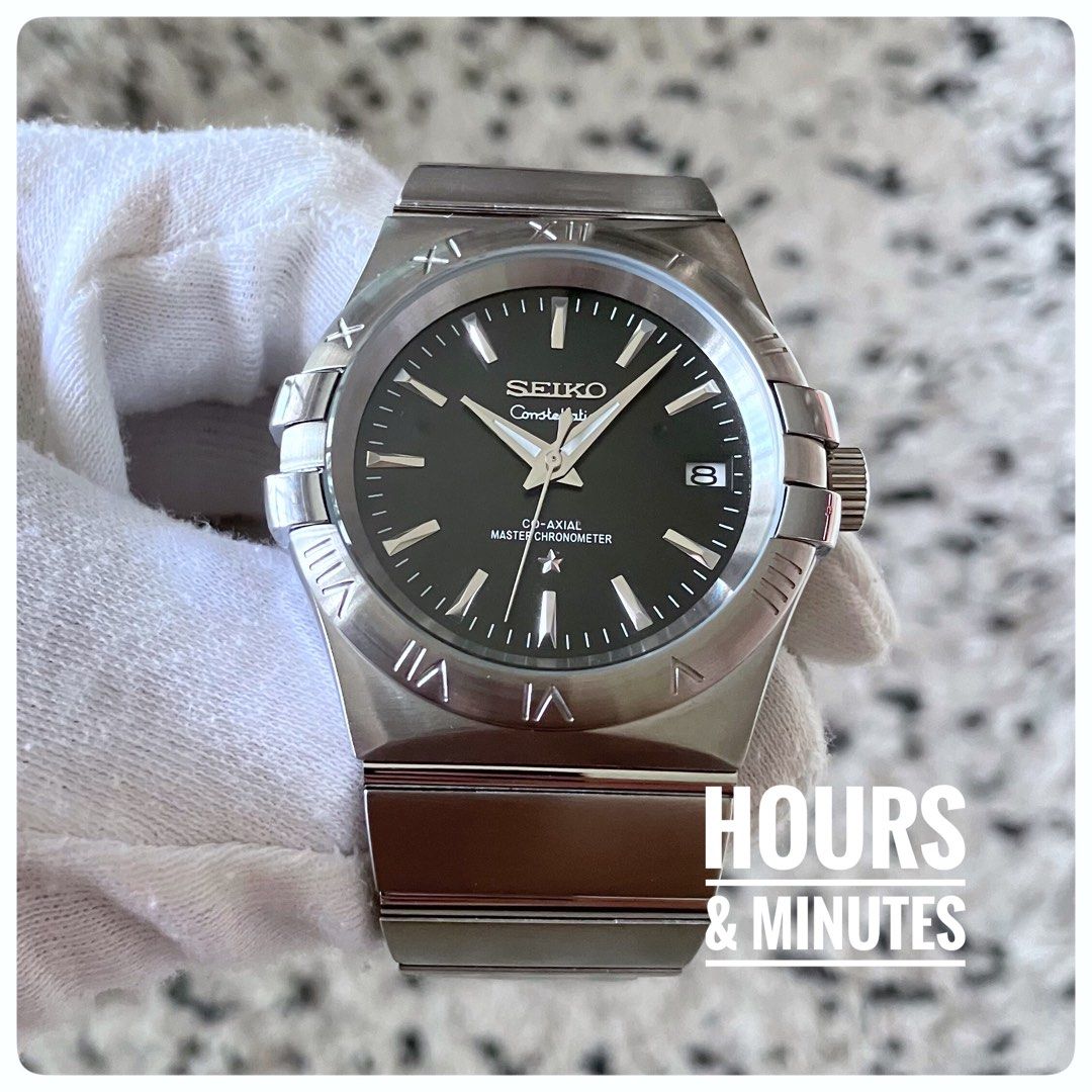 Constellation Black automatic watch Seiko mod