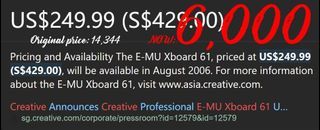 Creative EMU XBoard 61 full keys Midi Controller Keyboard