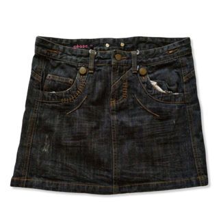 rare dark gray studded denim mini skirt w brown stitches studs grunge punk vintage y2k 2000's