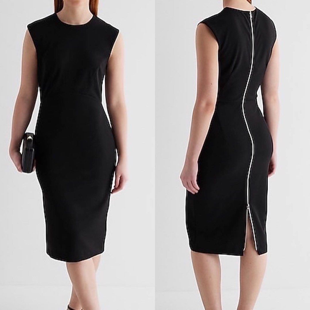 EXPRESS FULL ZIP SHEATH DRESS BLACK Women s Fashion Dresses Sets Dresses on Carousell