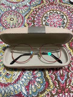 Fino Korean Red and Gold Round Frames Specs Glasses