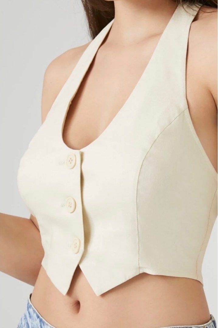 FOREVER 21| Halter Vest Top (Category: Sleeveless) located in Cebu City. Submitted by shedeclutters.ceb (Listing ID 1299908001, Image 2). Description: Authentic Forever 21 Never Used, too loose for me Comes with extra button SRP ₱1,295.00 .