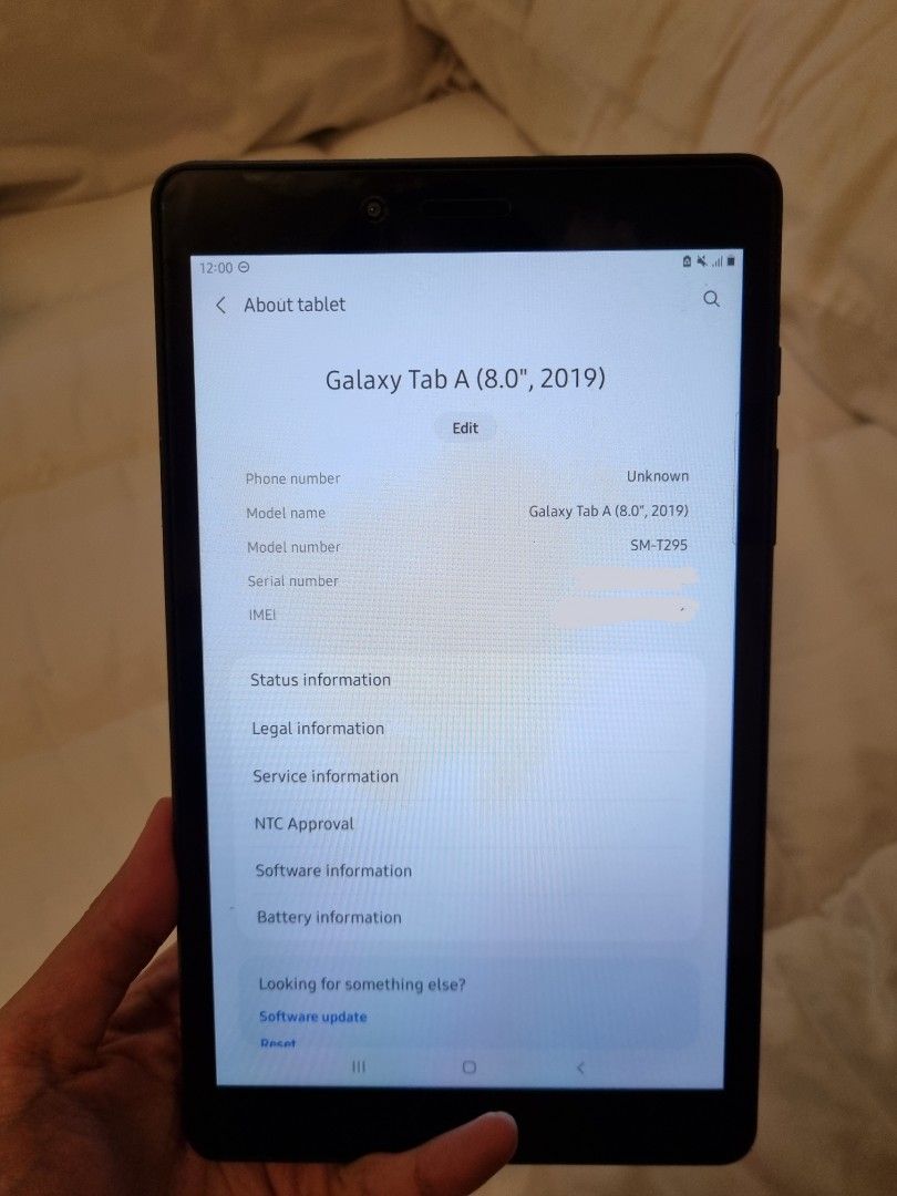 Galaxy Tab A (8.0", 2019) (Category: Android) located in Antipolo. Submitted by _maxxx (Listing ID 1299811212, Image 2). Description: very good used condition. lightly used for watching shows and reading e-books. has a screen protector installed since day 1. will send together with the original box and charger (cord and adaptor).