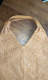 Genten Intrecciato Genuine Leather Brown Handbag Tote Bag Shoulder