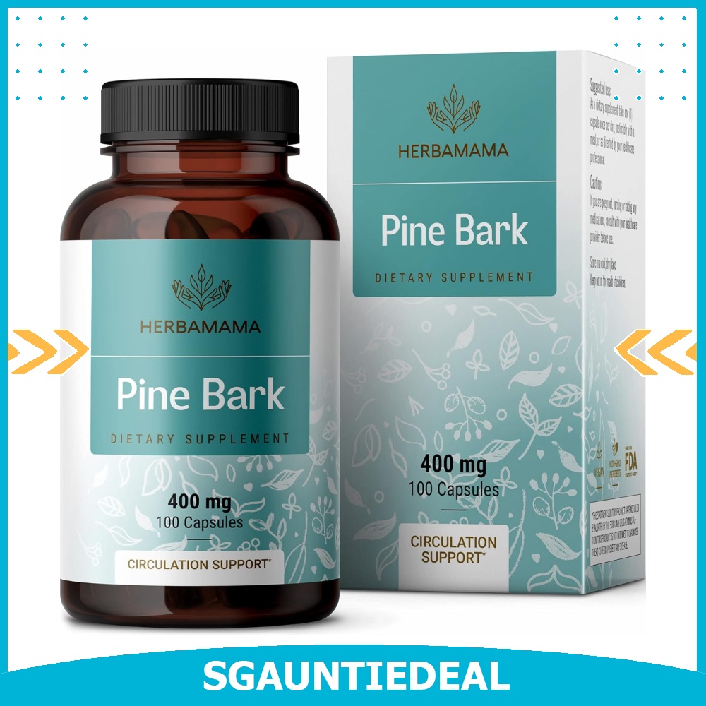 Herbamama Pine Bark Extract 100 Capsules - French Maritime Pine Bark ...