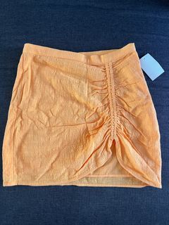 H&M linen orange skirt