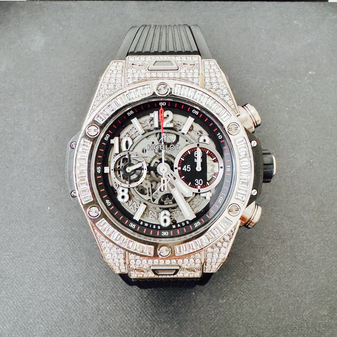 Hublot Big Bang Unico 45mm 411.NX.1170.RX Diamonds Paved Custom Rolex Cartier Audemars Piguet