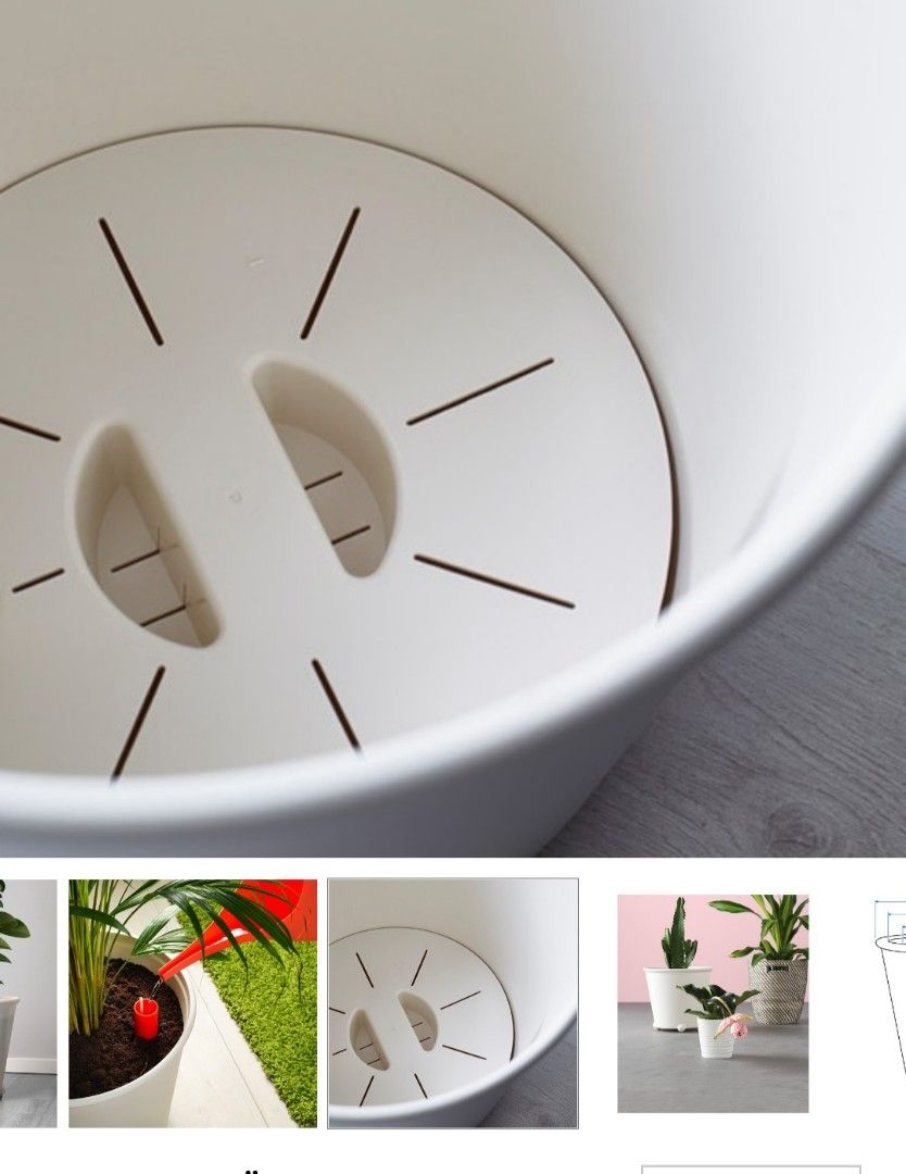 IKEA large self watering plant pot PS Fejo white, Furniture & Home