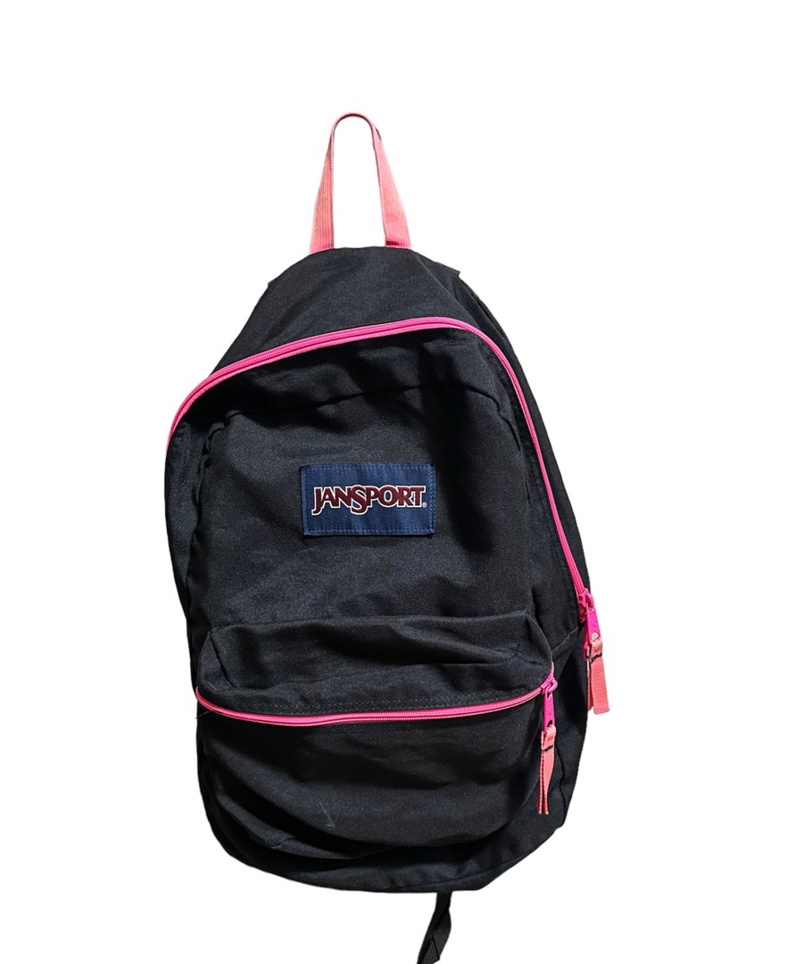 Jansport Black in Neon Pink Zippers Preloved Women s Fashion Bags Wallets Backpacks on Carousell