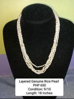 Layered Genuine Rice Pearl Necklace
