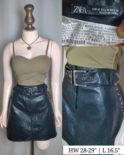 Leather skirt with belt